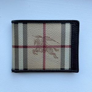 Burberry Haymarket Check Coated Canvas and Leather Bifold Wallet
